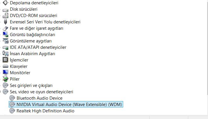 nvidia virtual audio device (wave extensible) (wdm) sorunu