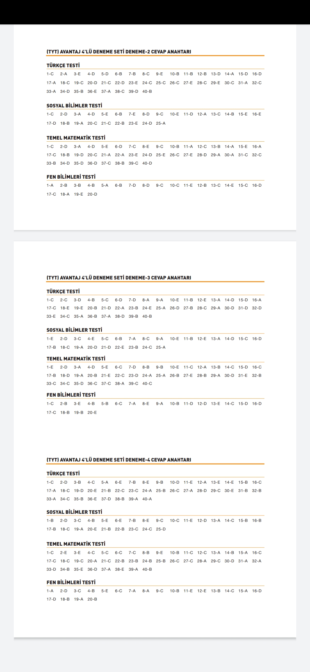 AVANTAJ TYT 4LÜ CEVAP ANAHTARI DonanımHaber Forum