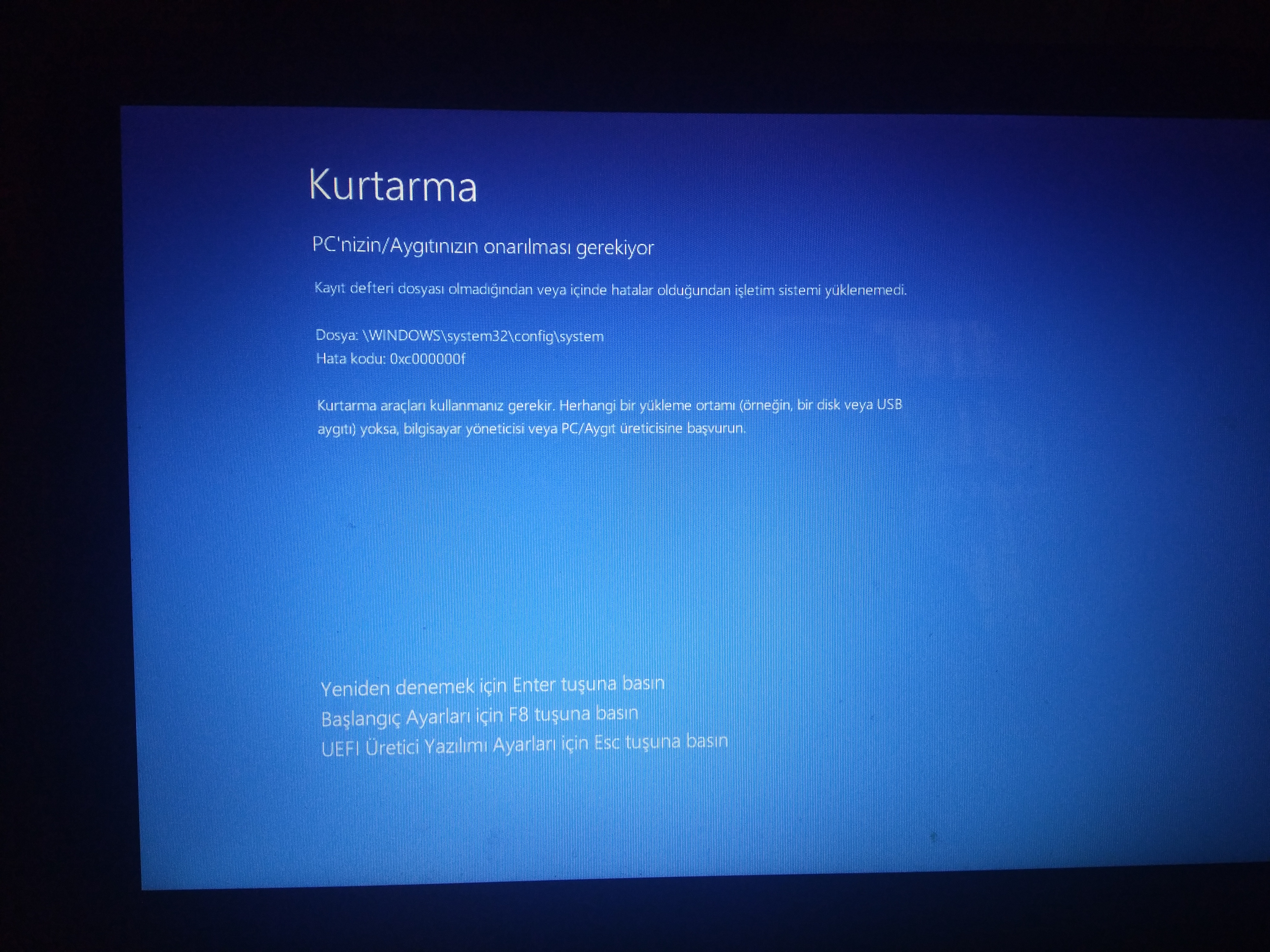 Windows başlatma hataları durumunda kayıt defteri kurtarma Windows başlatma hataları durumunda kayıt defteri kurtarma