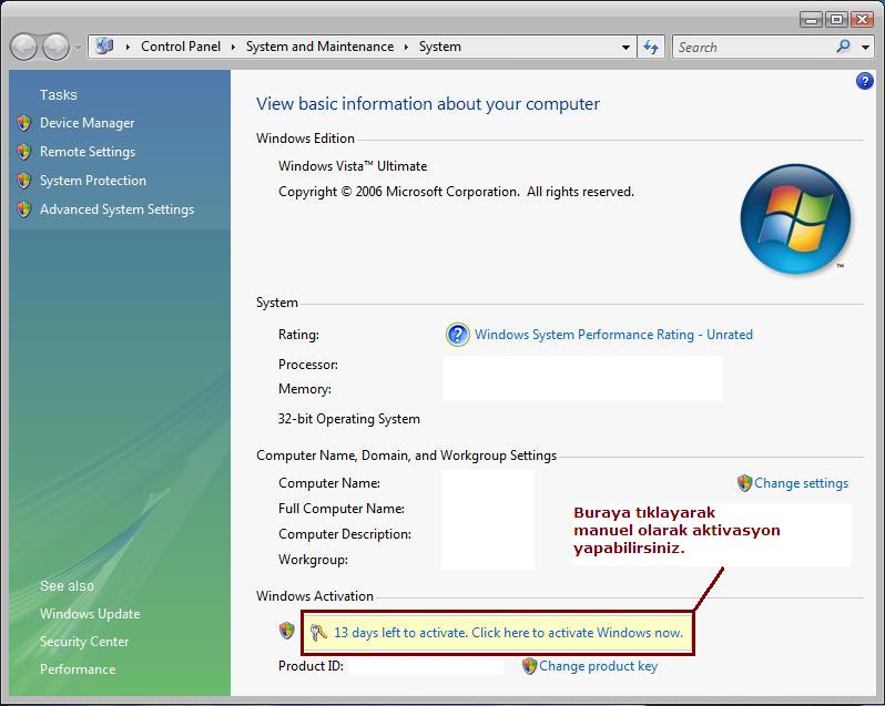  Windows Vista Home Premium Academic Upgrade ile Sıfırdan Yükleme Yapma