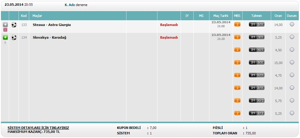  Arkadaslar yeni bir sistem test ediyorum (gercek parayla oynanmıcak)