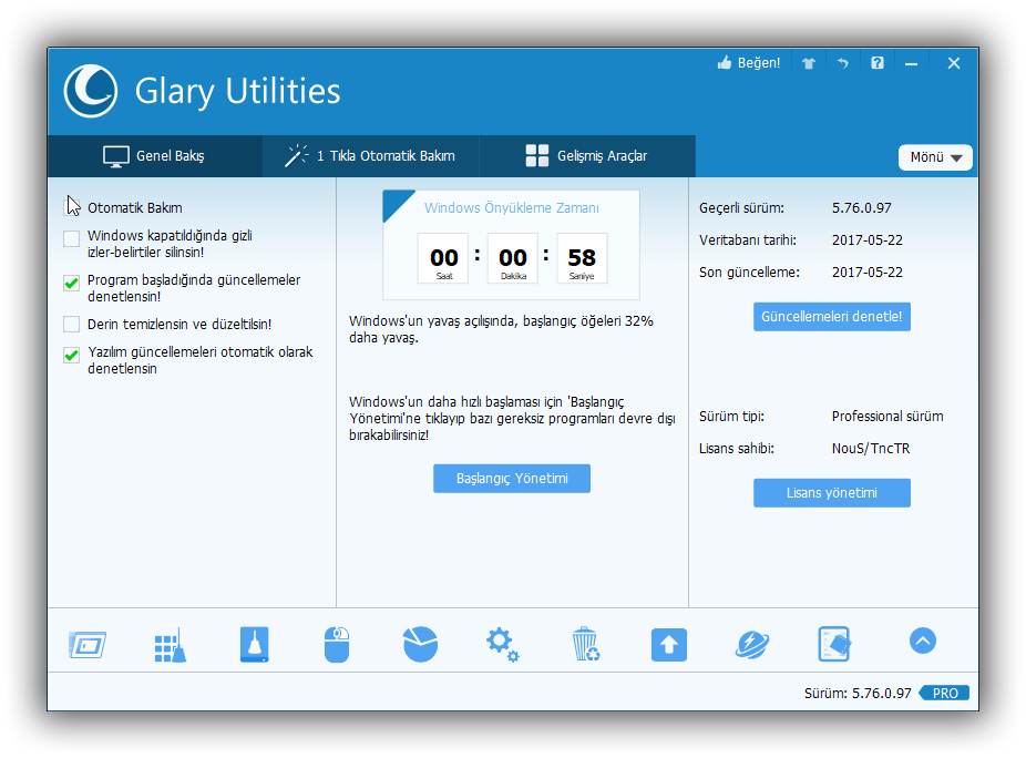 Glary Utilities Pro 1 Yıllık Ücretsiz Yasal Lisans 2019
