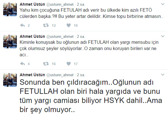 Oğluna "Fethullah" adını veren hakim görevde