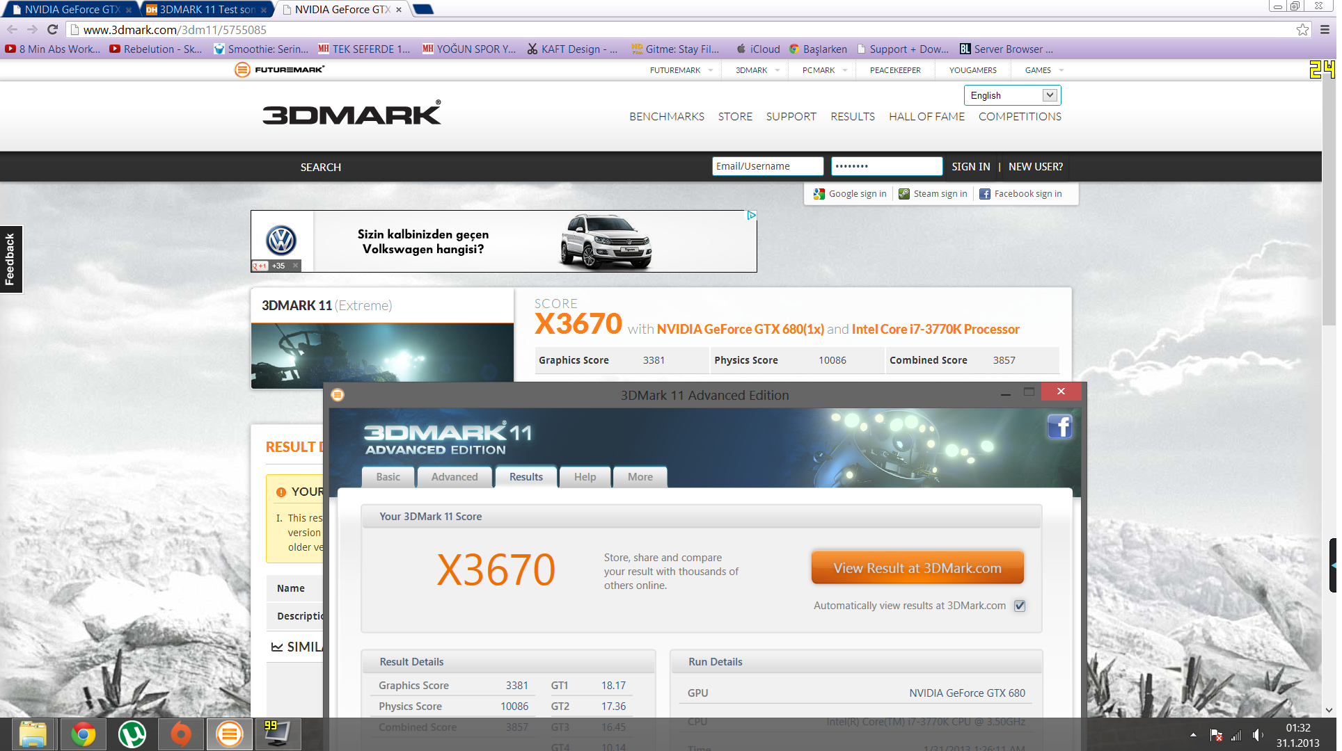  3DMARK 11 Test sonuçları için bilgi ve paylaşım