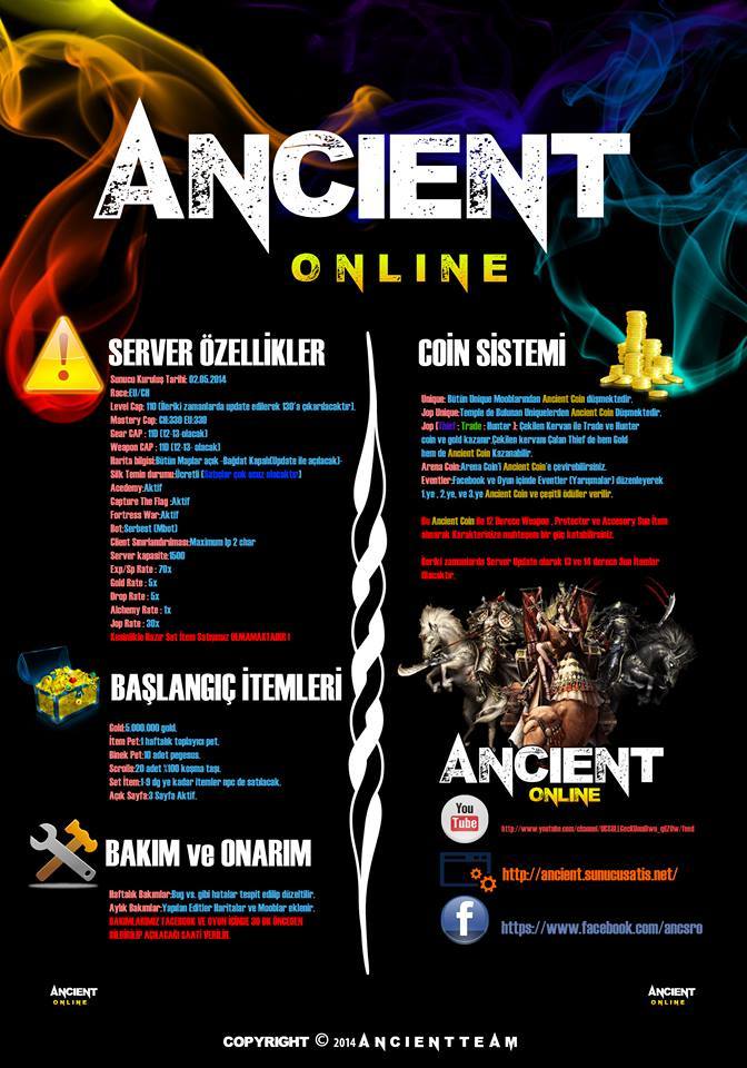  AncientSro Online 110 Cap Coin Sistemi. Emek serveri..