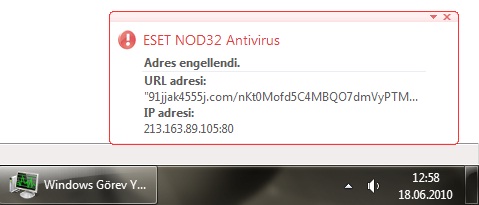 Nod32 sürekli adres engellendi uyarısı !
