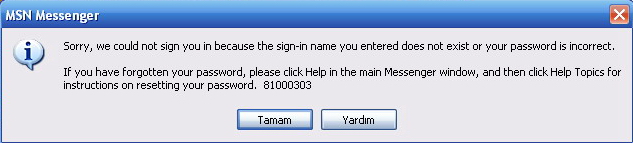  MSN Oturum Açma Problemleri