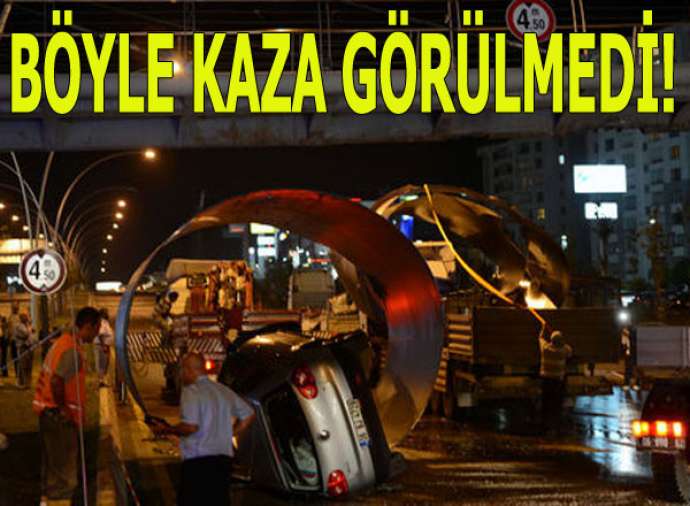  ANKARADA İLGİNÇ KAZA GOLF BORUNUN İÇİNE GİRDİ