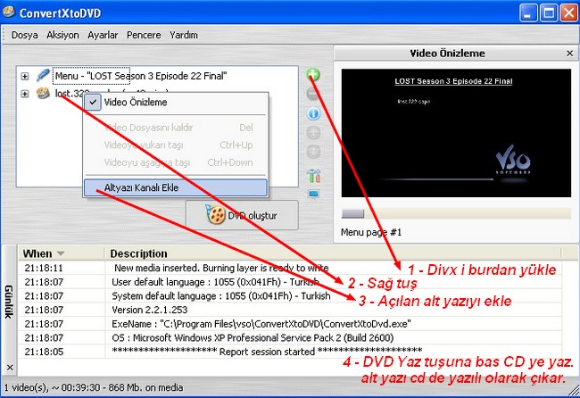  Divx Filmlere Altyazı Gömme Nasıl Yapılır..??