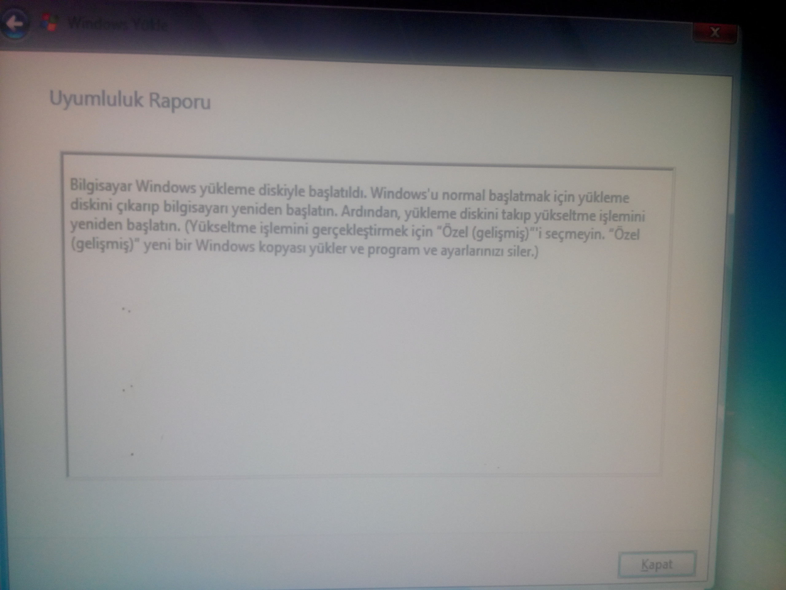  FORMAT ATARKEN HATA ALIYORUM