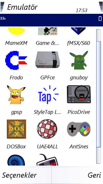  BÜTÜN 5800/N97(5TH) EMULATORLERİ (Ateri,Sega,GameboyAdvandce,Commondore64,Amiga,Dos,SNintendo,Mame=)