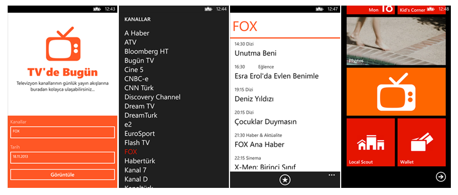  Tv'de Bugün (windows Phone 8)