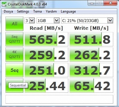  Crucial 250 GB MX200 SSD Test Sonuçları