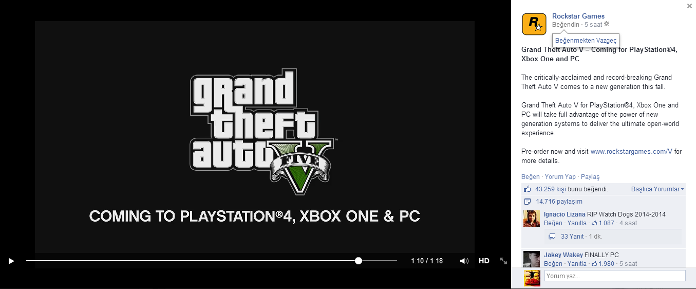 Grand Theft Auto V, PC, PS4 ve Xbox One Ä°Ã§in Duyuruldu! - 