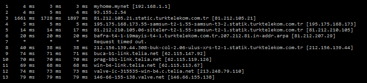  'Ping' ve modem/hat değerlerini yazabilirmisiniz sorun kendimiz bulalım