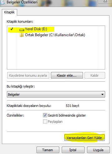  Win 7 Belgelerim ve Kütüphaneler Hakkında..Yardım?