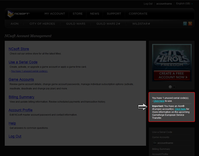  Gameforge hesabına geçiş