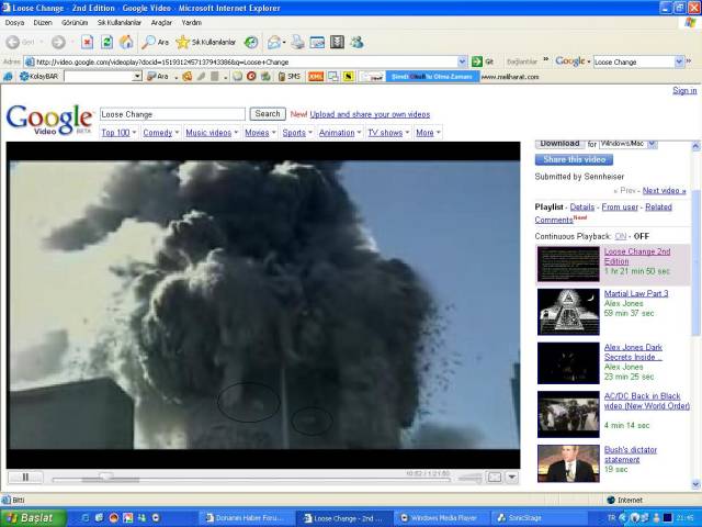  9/11'le ilgili belgesel film GOOGLE VIDEO'yu YAYINDAN KALDIRILDI!!!