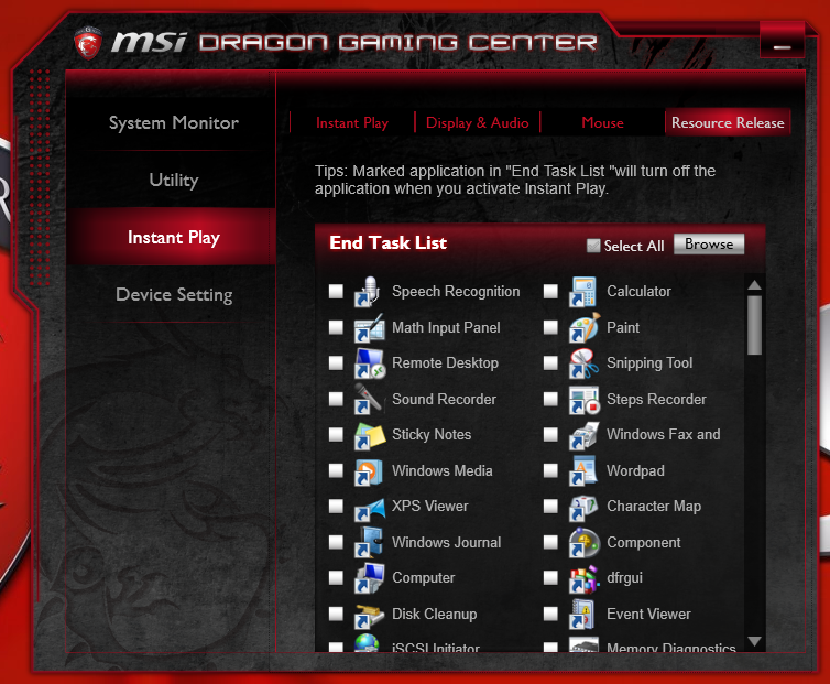 Dragon center supported