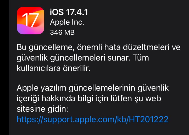 Apple'dan tüm iPhone'lara güncelleme: iOS 17.4.1 ve iOS 16.7.7 yayınlandı