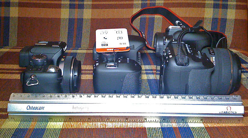  Canon 7D vs Canon 600D vs Panasonic GH1(2) fotoğraflı boyut karşılarştırması
