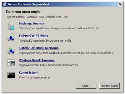  Windows 7 Başlama ve 'Startup Recover' Sorunu