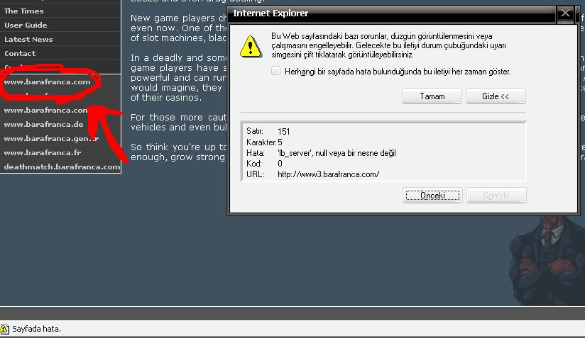  internet explorer hata Yardım!!!!