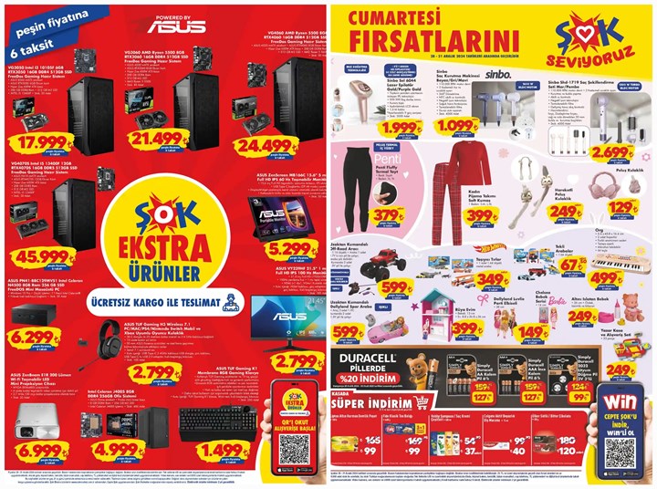 ŞOK marketler Asus Zenscreen taşınabilir monitör ve bilgisayar kasaları satıyor
