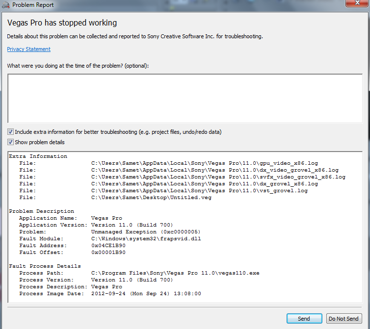  Sony Vegas Pro 11 Hata [Windows 7] [ÇÖZÜLDÜ]
