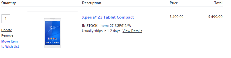  Xperia Z3 Compact Tablet
