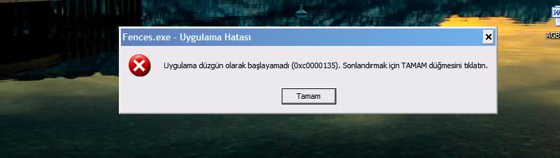  Uygulama Düzgün Olarak Baslayamadi (0x0000135)