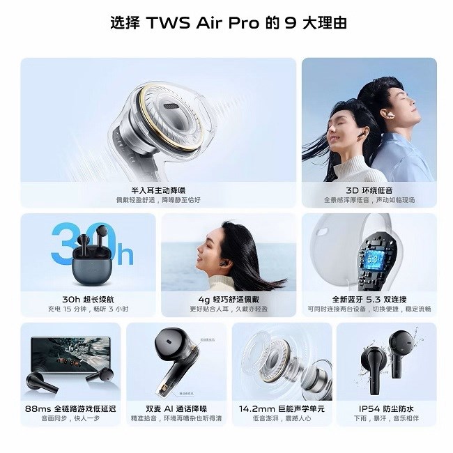Vivo TWS Air Pro tanıtıldı: Aktif gürültü önleyici, 30 saat pil ömrü