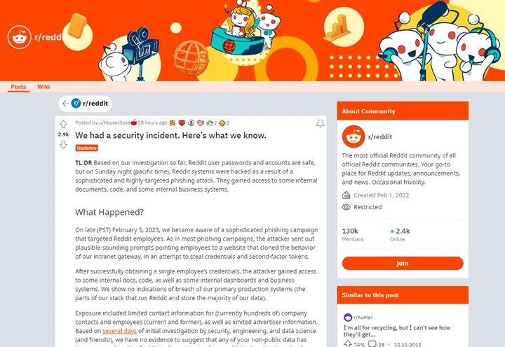 Reddit hacklendi: Kaynak kodları ve çalışan bilgileri çalındı