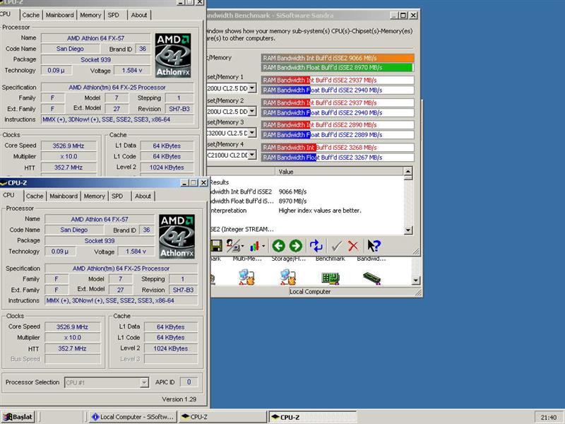  ## Sandra Memory Test DataBase ve Sıralamalar ##