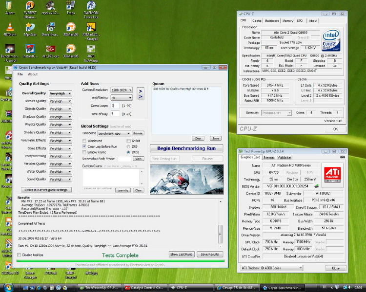  TR de ilk ATİ HD 4870 kullanıcı testleri Crysis, Vantage, COD4 , TDU, GRİD, DevilMayCry4, COD4