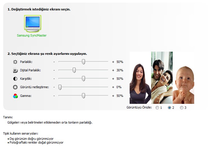  Vista da görüntü ayarları ?