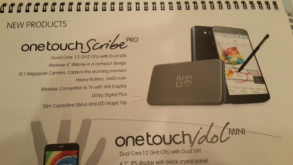 Alcatel'den 6 inçlik One Touch Scribe Pro akıllı telefon
