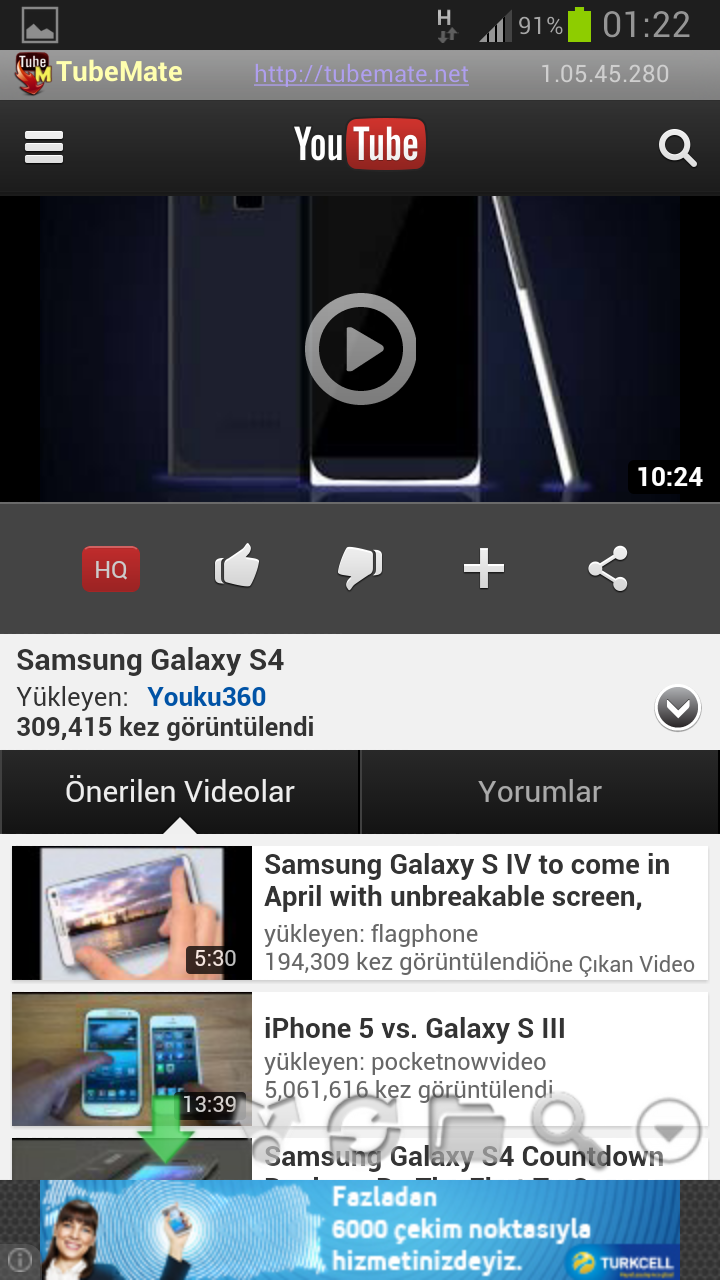  Glaxy s3 ile youtubeden nasıl video indirebilirim