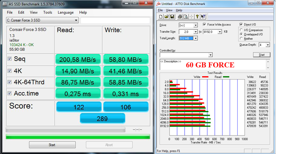  Corsair Force 3 120 GB SSD düşük hız.