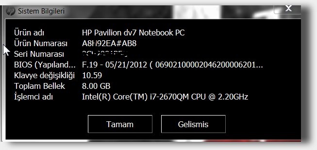  HP Pavilion dv 7-6c00et kullananlar kulübü