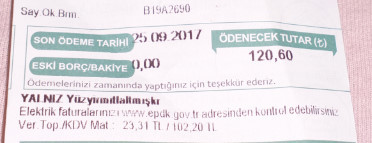 40 50 tl zamla gelen elektrik faturaları
