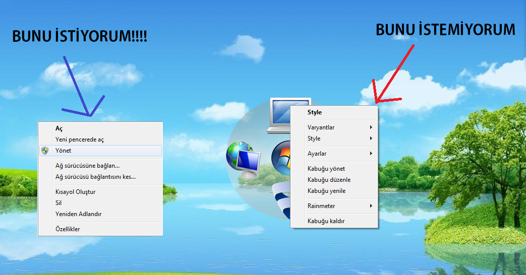  Rainmeter ile Bilgisayarıma sağ tıklama sorunu ACİL YARDIM!!!!