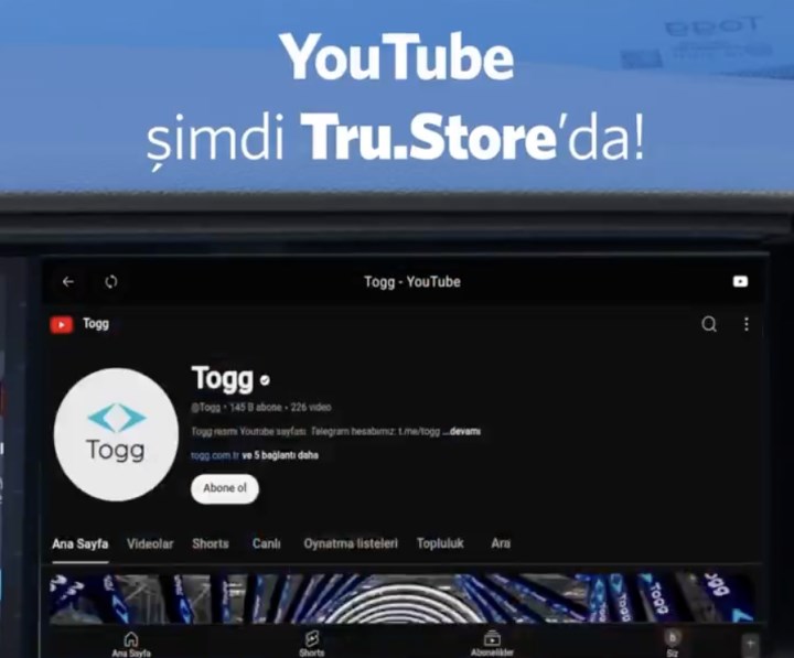 Togg’a sonunda YouTube uygulaması geldi!