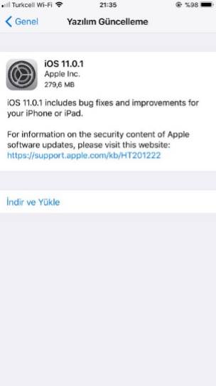 iOS 11.0.1 yayınlandı