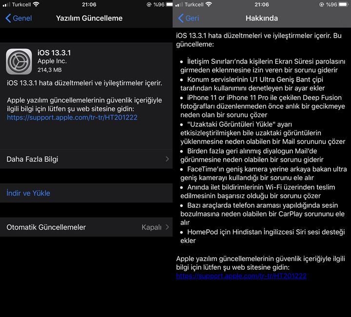 iOS 13.3.1 ve iPadOS 13.3.1 çıktı! İşte yenilikler ve çözülen sorunlar