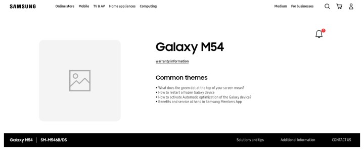 Galaxy M54, Samsung’un destek sayfasında ortaya çıktı