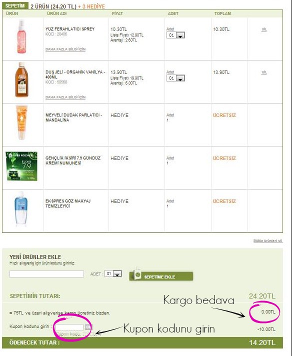  Yves Rocher İnidirimli Alışveriş