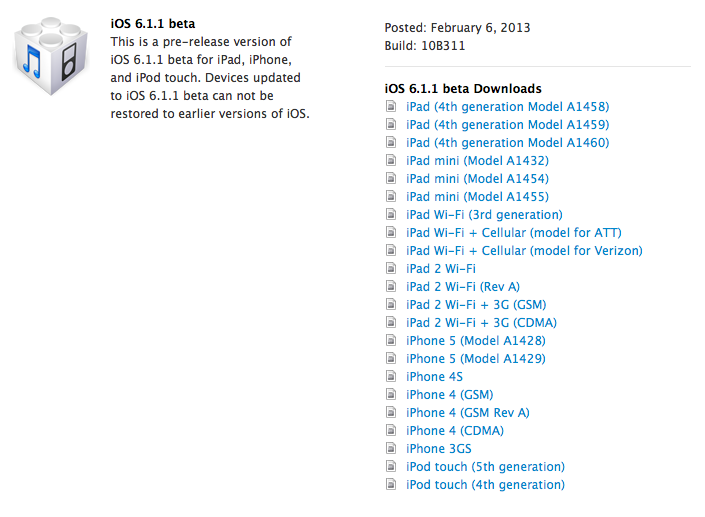  iOS 6.1.1 Beta Yayımlandı...