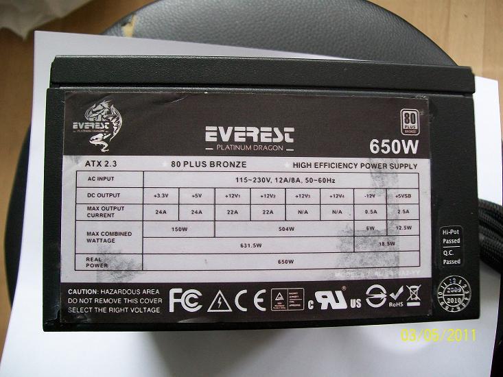  EVEREST 650W PLATINUM DRAGON POWER SUPPLY
