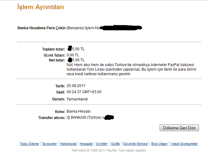  Şehirfırsatı Paypal 25 Tl Hesaba Yatmış